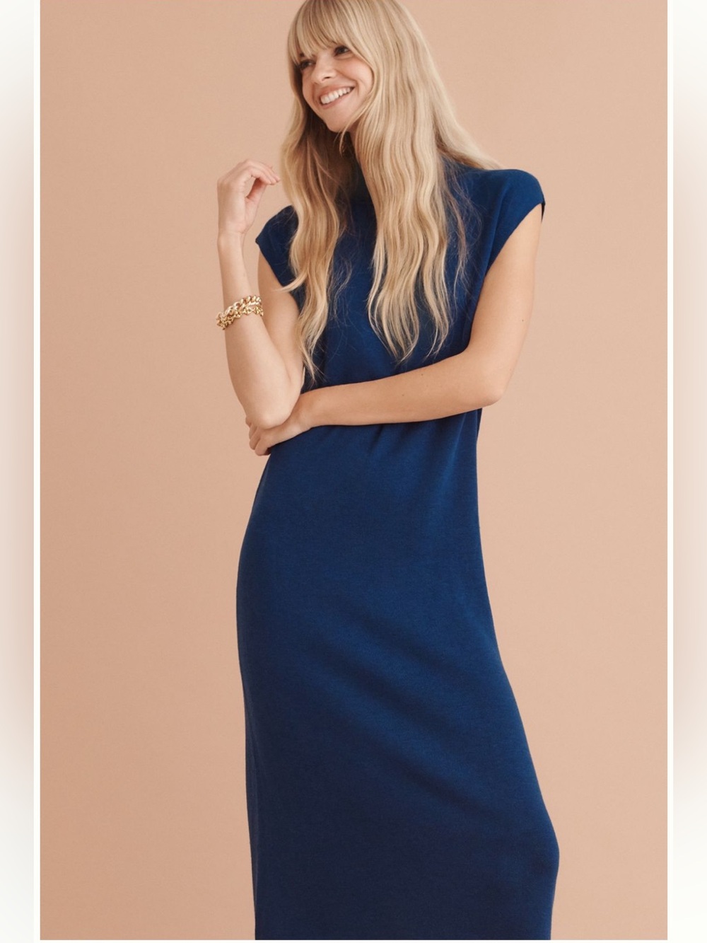 Anthropologie Eliane sweater blue green Cap-Sleeve Midi Dress